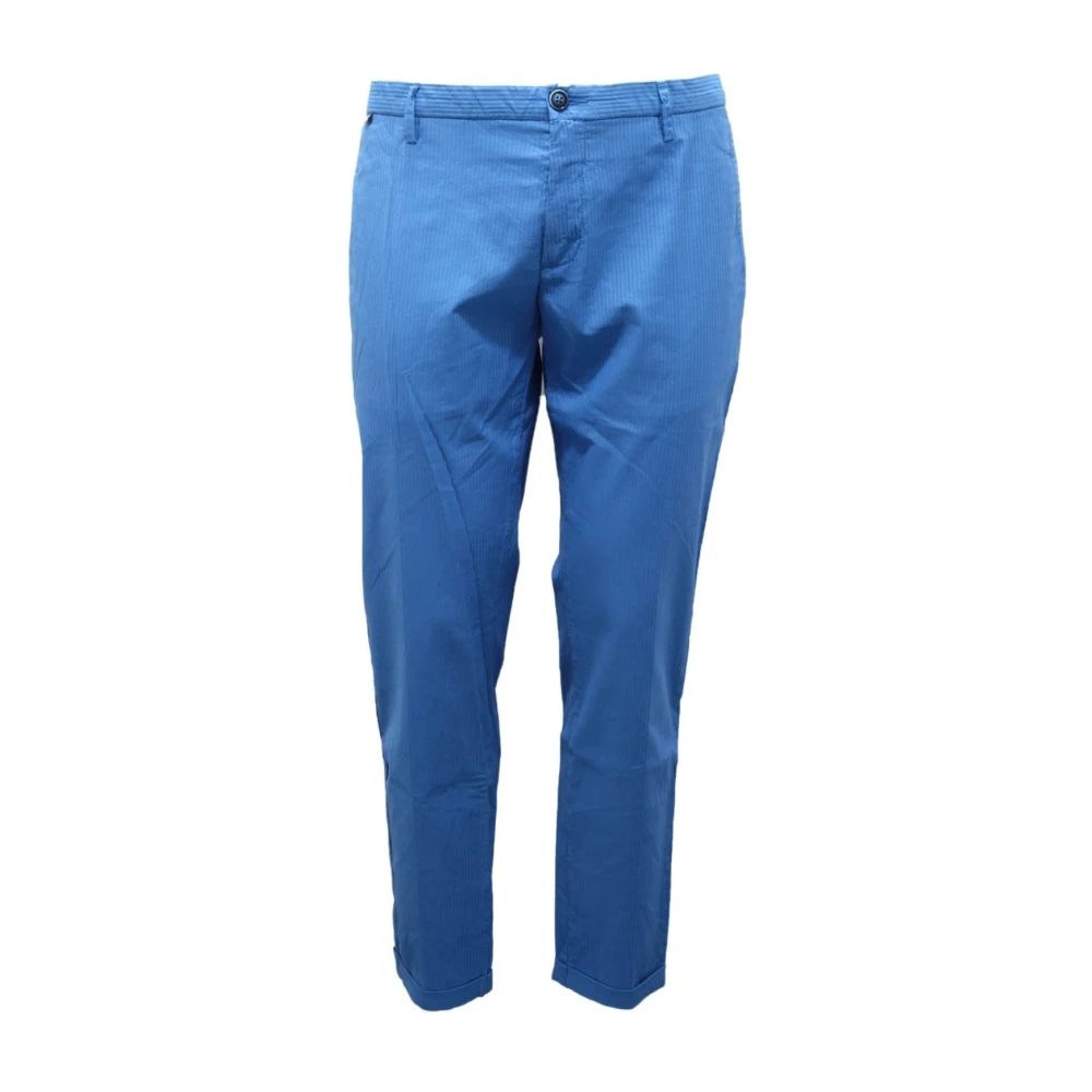 At.p.co Mannelijk Blauw Slim Fit Broek Met Omgeslagen Zoom