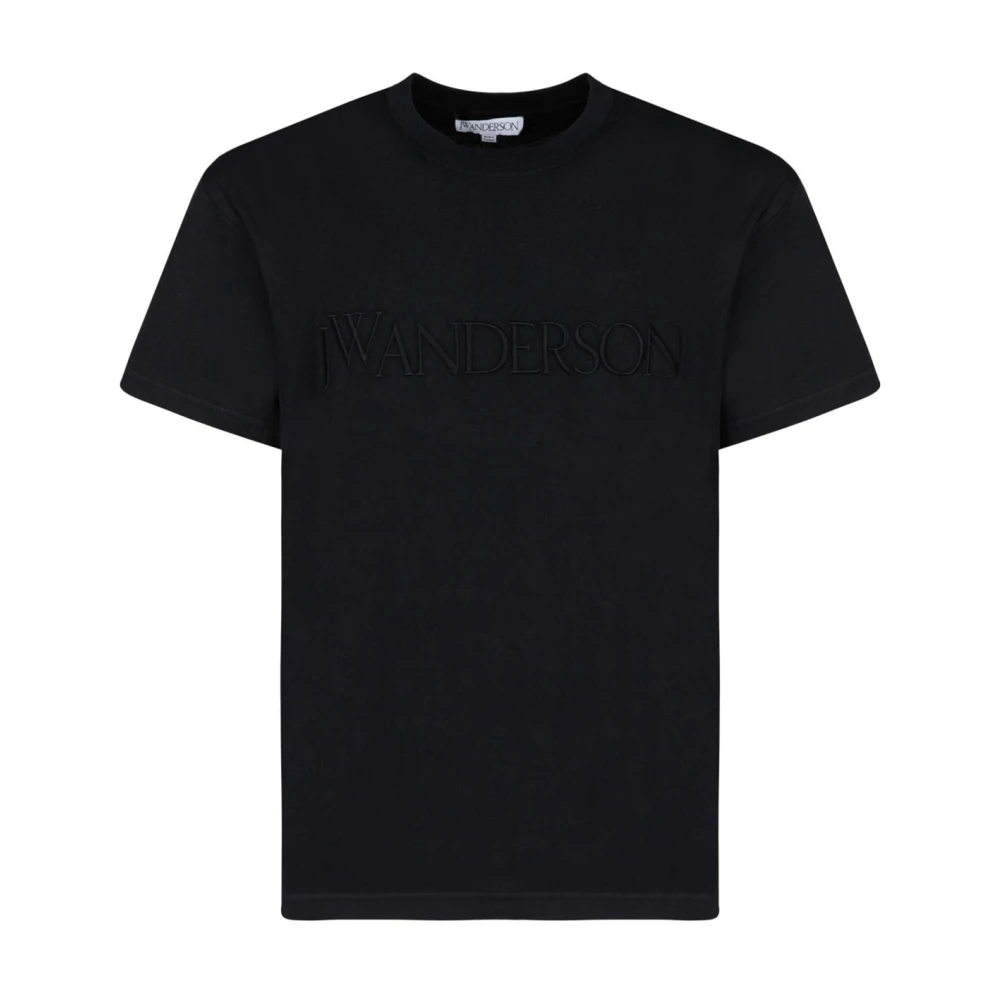 JW Anderson Zwart Logo Geborduurd T-shirt Black Heren