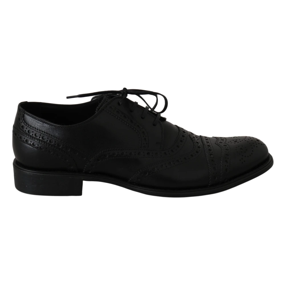 Dolce & Gabbana Men's Black Business Shoes,, Elegant Leather Derby Wingtip Shoes Size 5 Uk