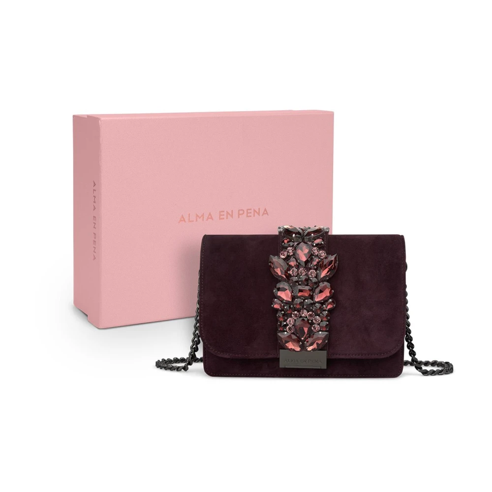Alma en Pena Rhinestone clutch tas Purple Dames
