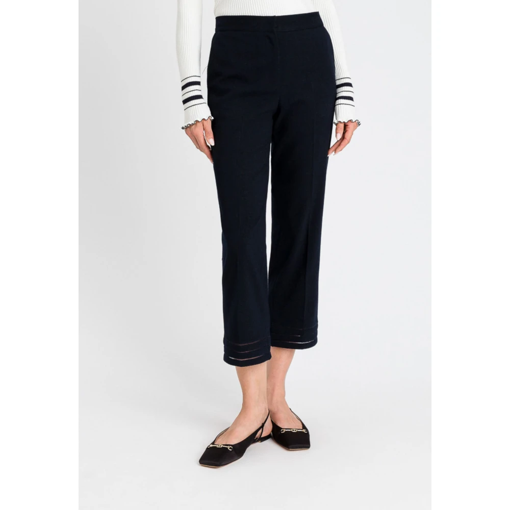 Twinset Blauwe geborduurde broek Blue Dames