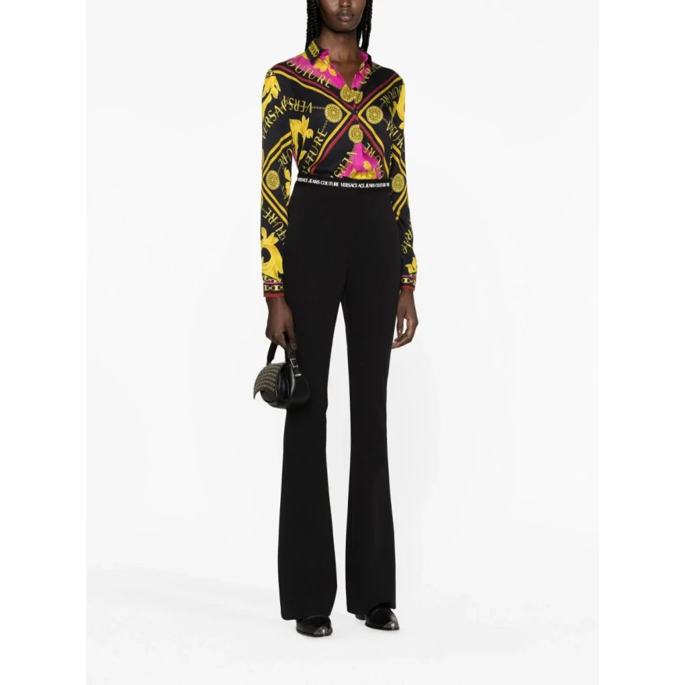 Versace Jeans Couture Zwarte Gouden Roze Blouse met Ketting Multicolor Dames