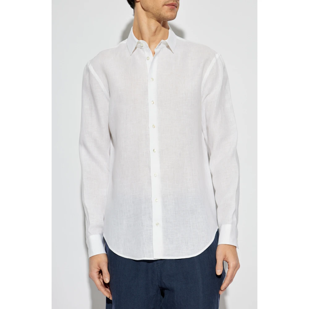 Giorgio Armani Linnen overhemd White Heren