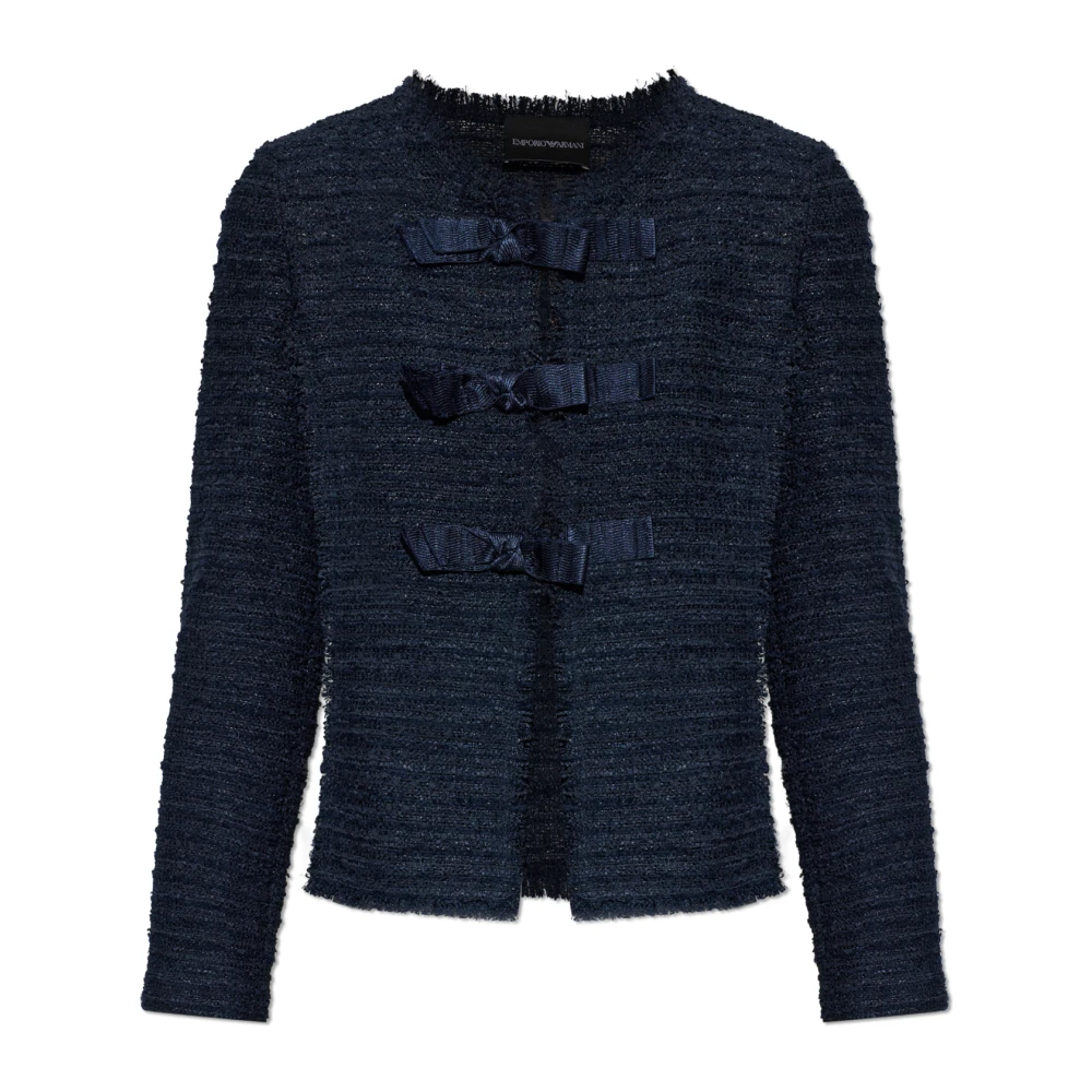 Emporio Armani Blazer De Tweed Jackets Mujer Azul 2XS