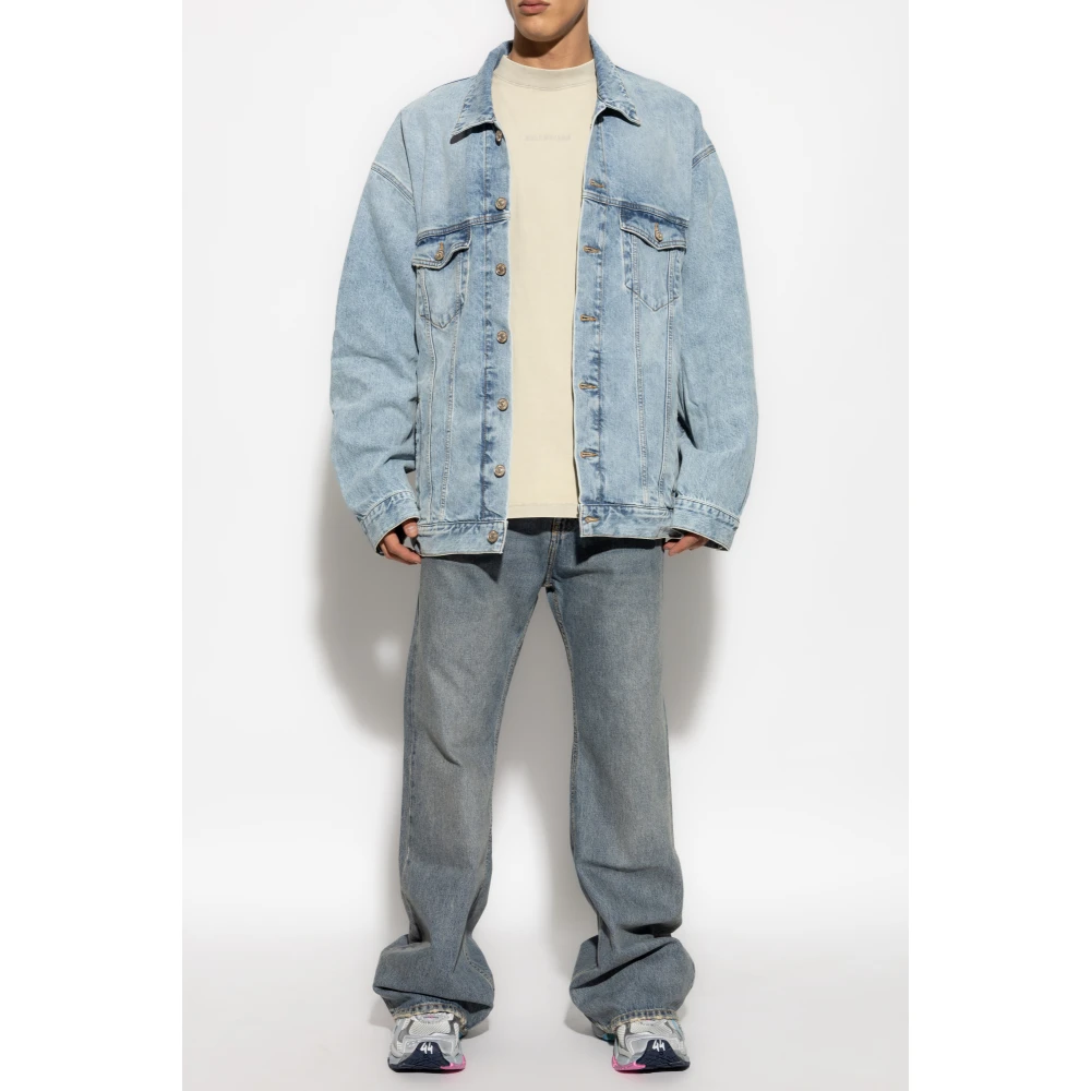 Balenciaga Denim Jack met Vintage Effect Blue Heren