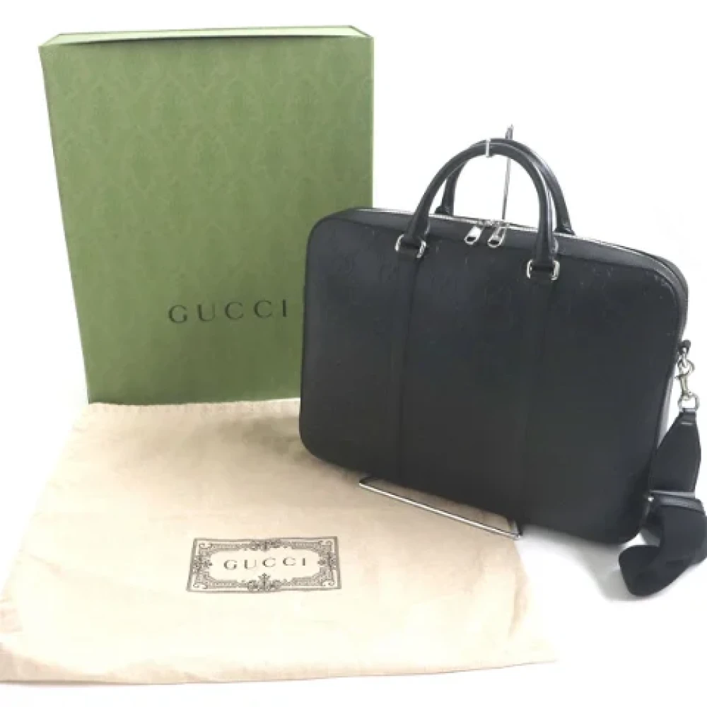 Gucci Vintage Pre-owned Leather briefcases Black Heren