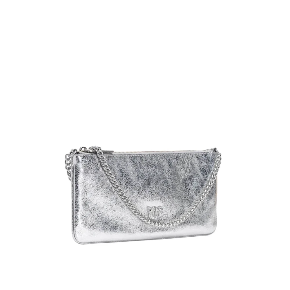 pinko Gelamineerde leren clutch met band Gray Dames