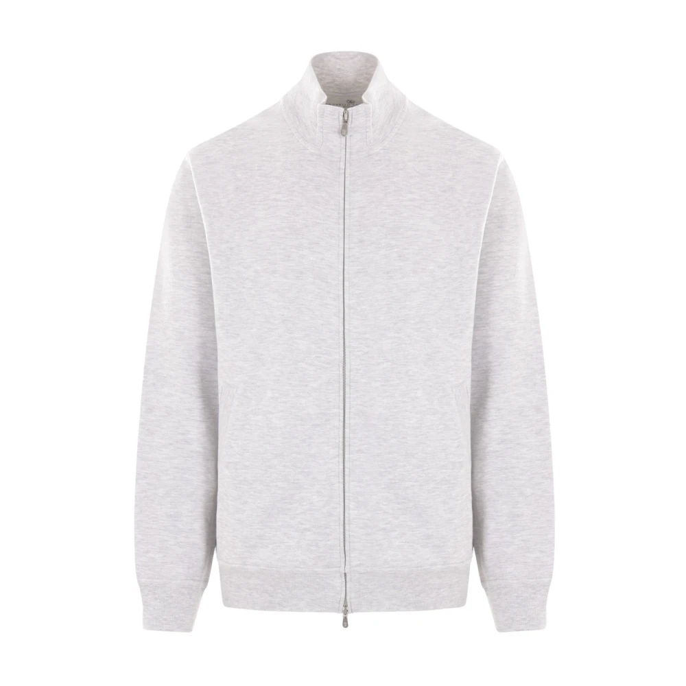 BRUNELLO CUCINELLI Lichtgrijze Sweater met Rits Gray Heren