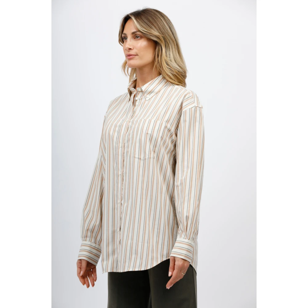 Aspesi Oversized Shirt met Knopenzakken Beige Dames