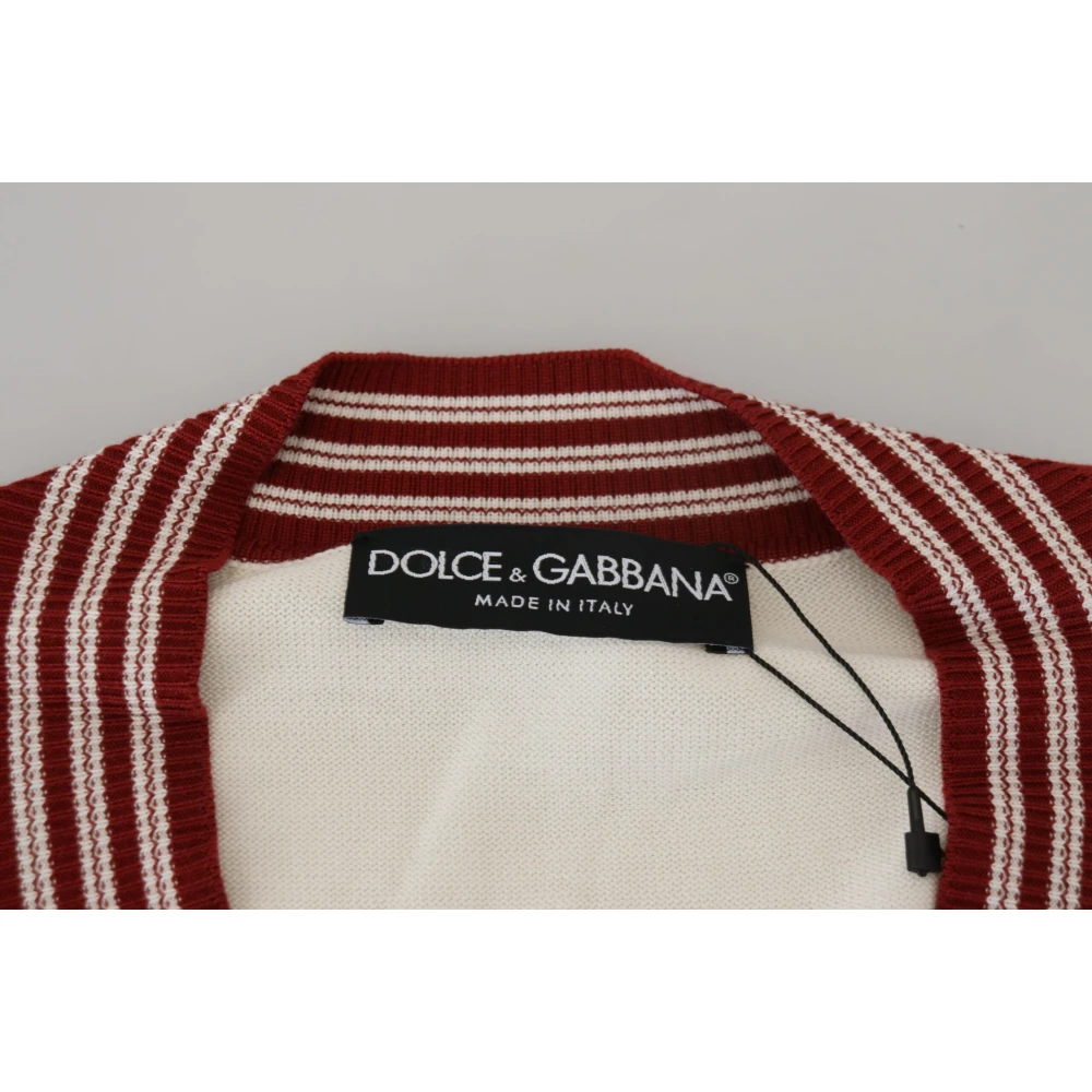 Dolce & Gabbana Zijde en Katoen V-hals Trui White Heren