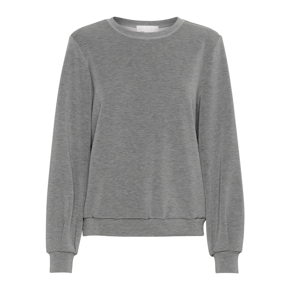 My Essential Wardrobe Donkergrijze Melange Sweat Blouse Gray Dames