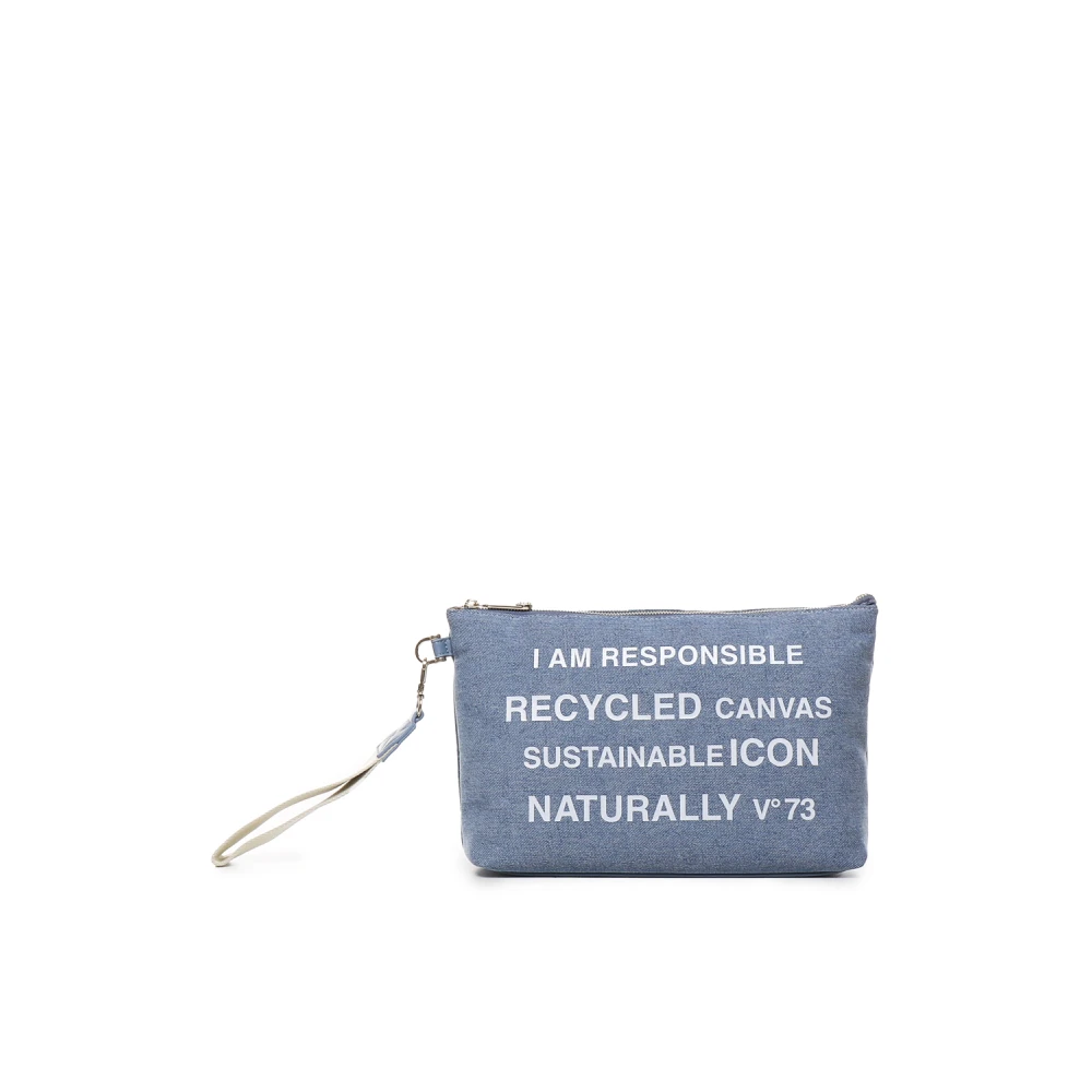 V73 Denim Clutch Tas met Ritssluiting Blue Dames