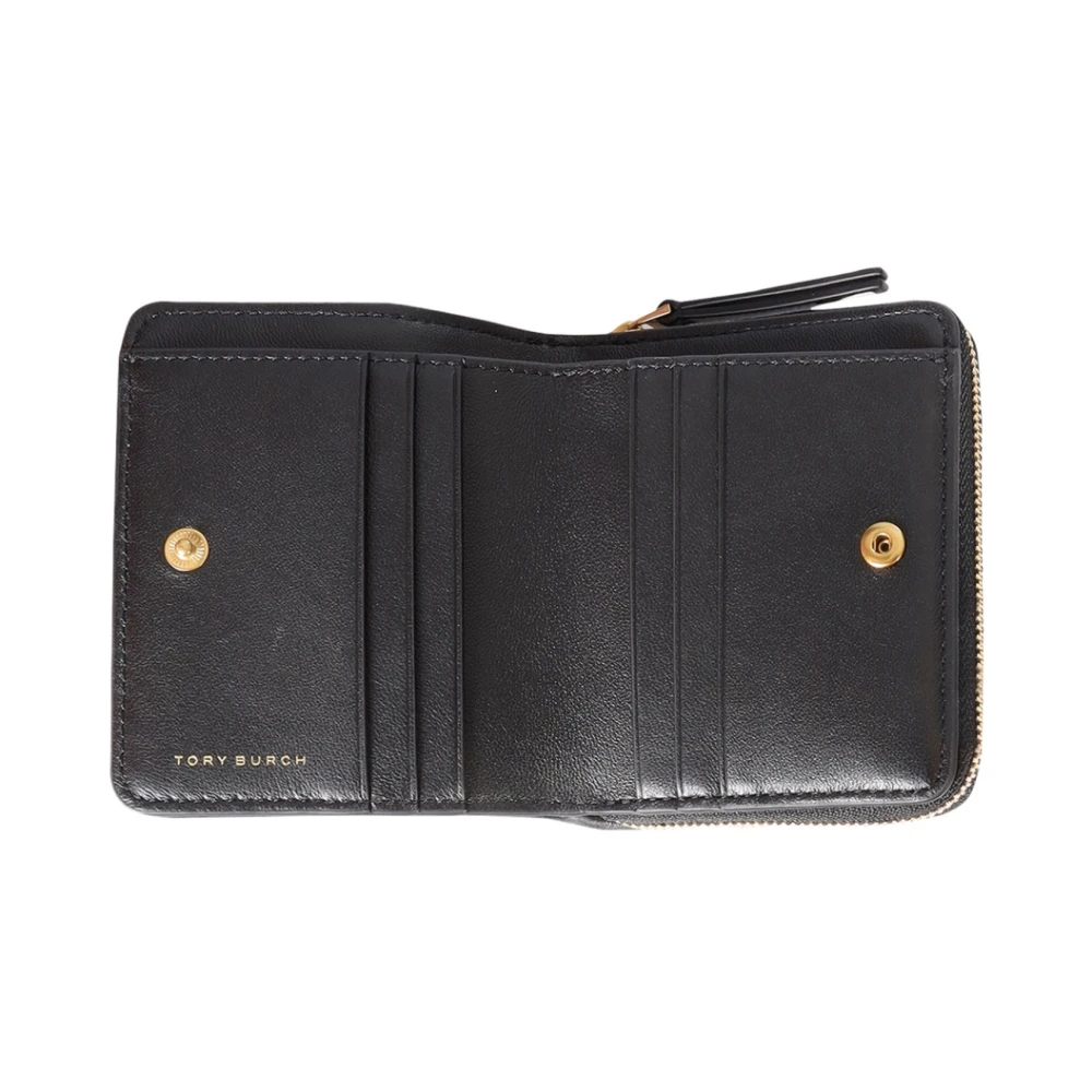 TORY BURCH Dubbele Portemonnee met Goudkleurige Metalen T Black Dames