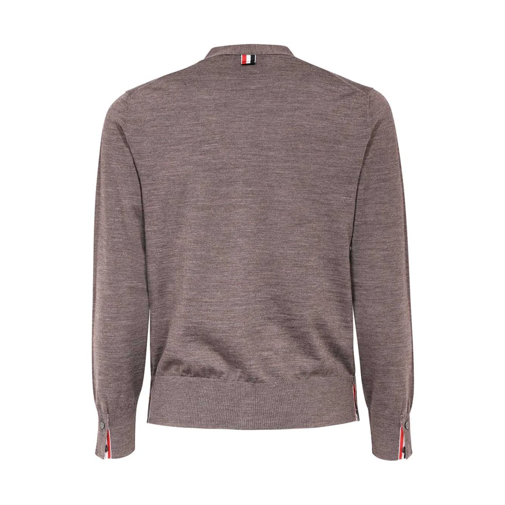 Thom Browne Wollen Cardigan met Tricolor Detail Brown Heren