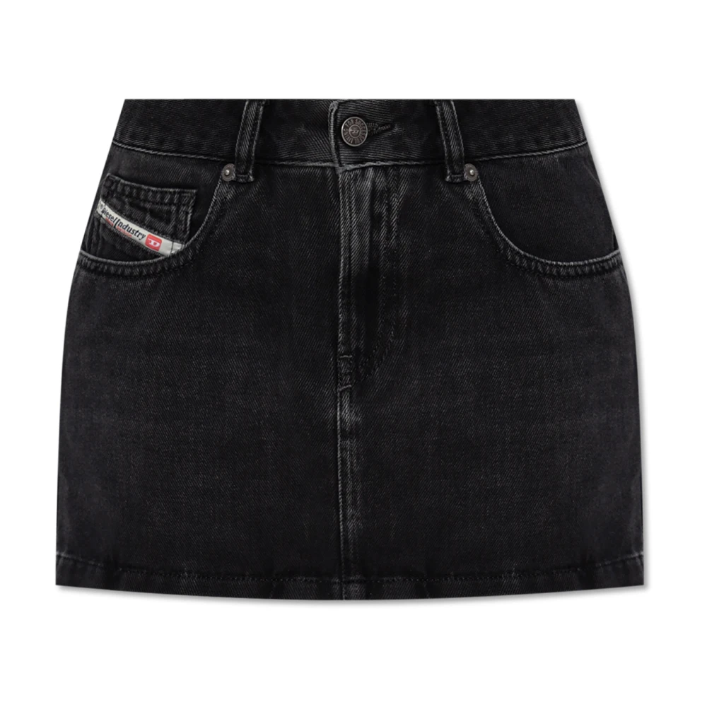 Diesel Women's Black Denim Skirts, W28, De-Ron Skirt
