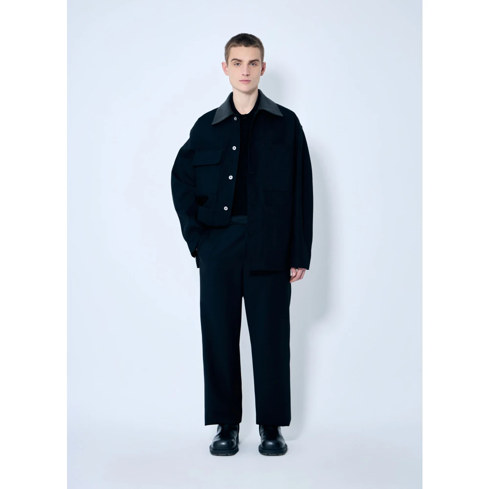 Jil Sander Klassieke Katoenen Twill Jas Black Heren