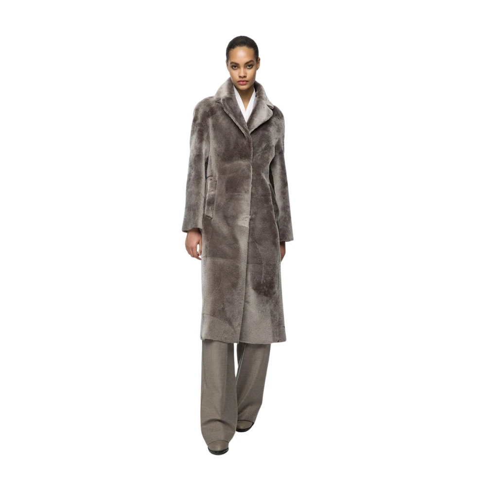 Vespucci by VSP Jennifer Warm Grijs Shearling Jas Gray Dames