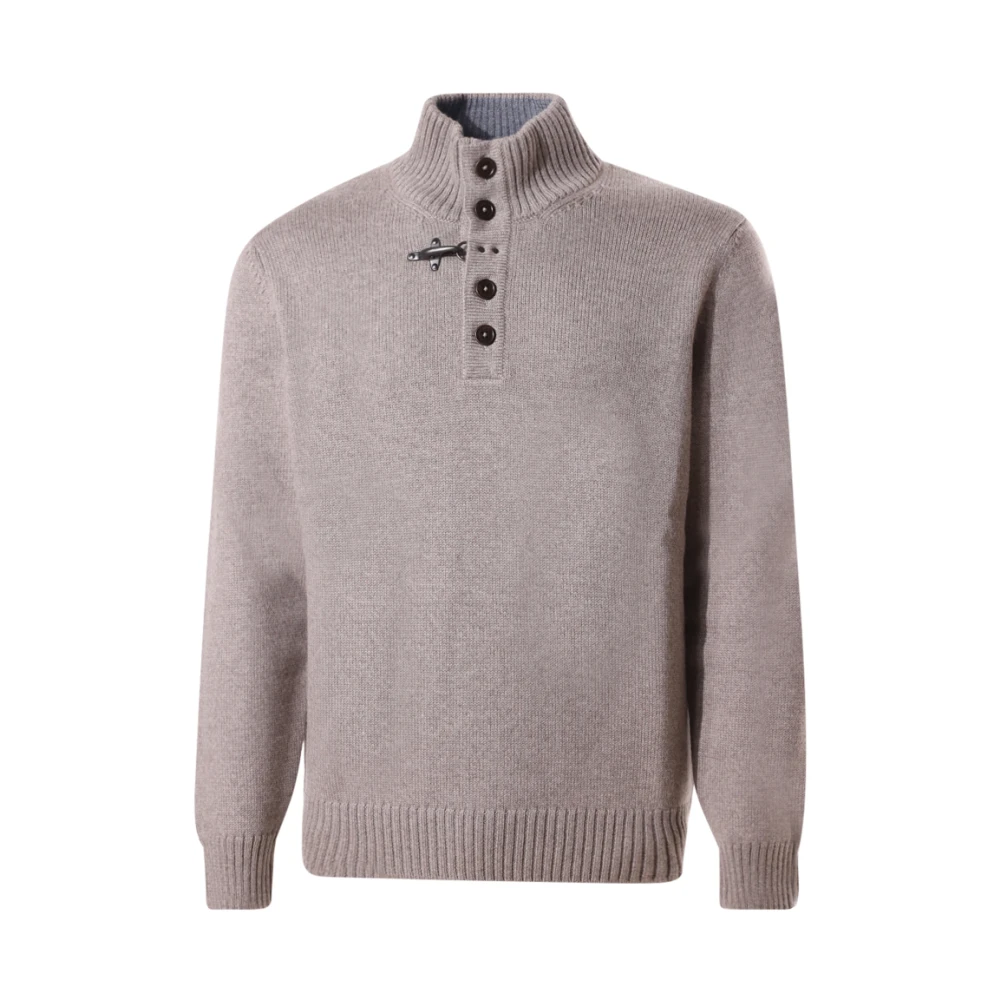 Fay Grijze Coltrui met Hoge Kraag en Knoopsluiting Gray Heren