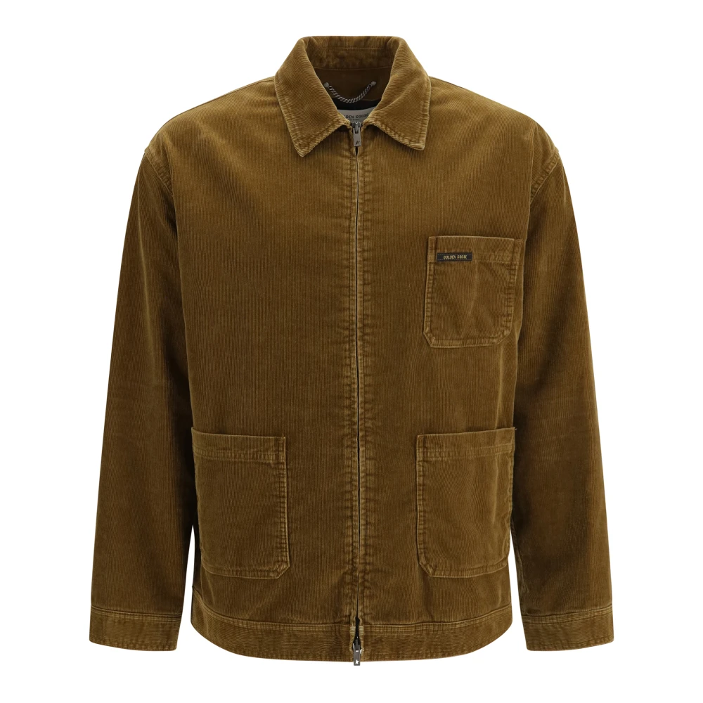 Golden Goose , Light Jackets, Male, Brown, L, Corduroy Workwear Jacket
