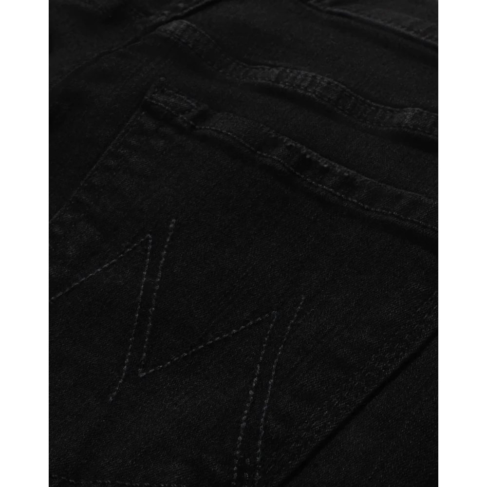 Mother Zwarte Step Fray Denim Broek Black Dames