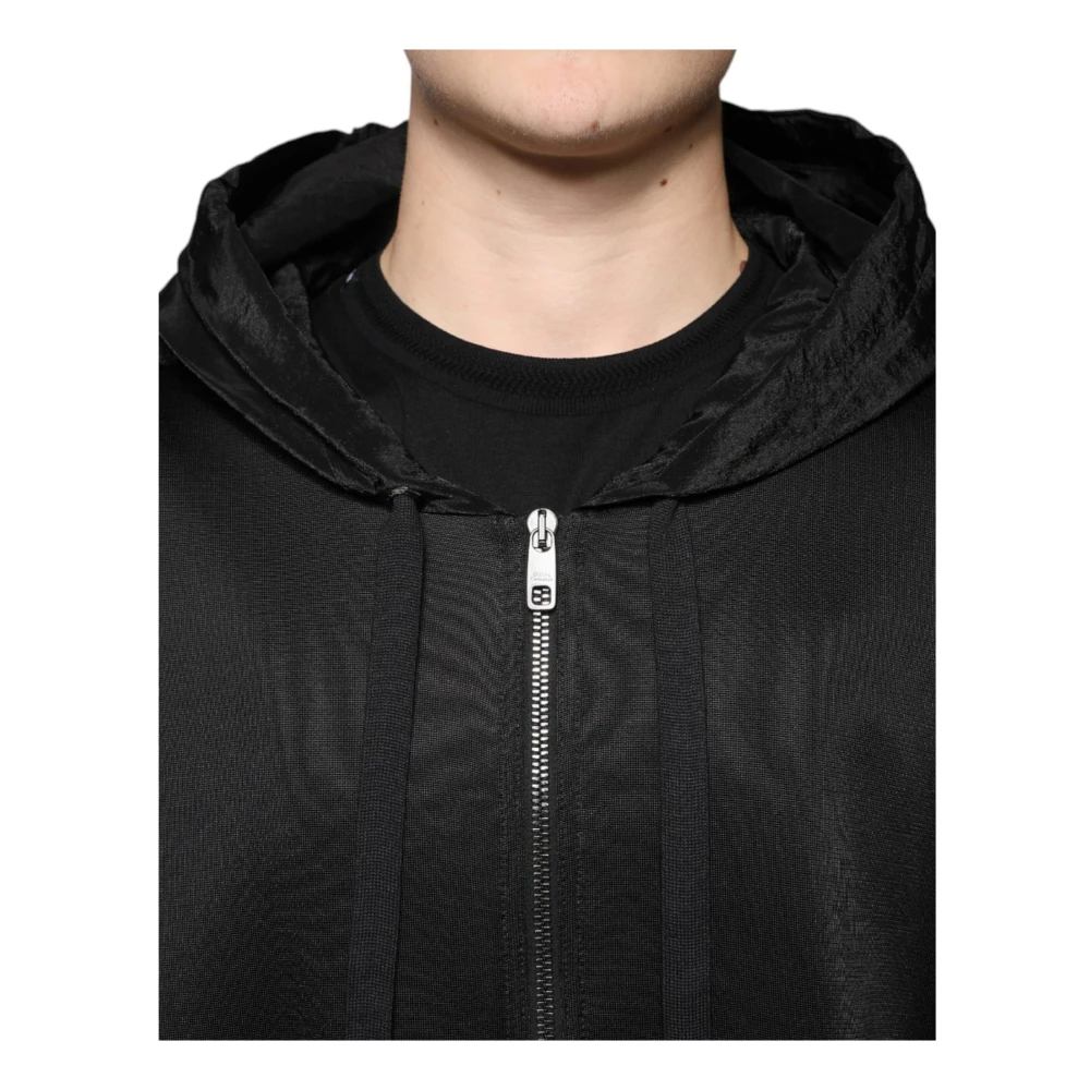 Dolce & Gabbana Zwarte Logo Hooded Bomberjack Black Heren