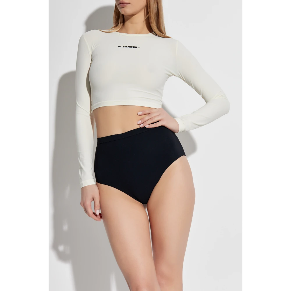 Jil Sander Zwemtop met bedrukt logo Beige Dames