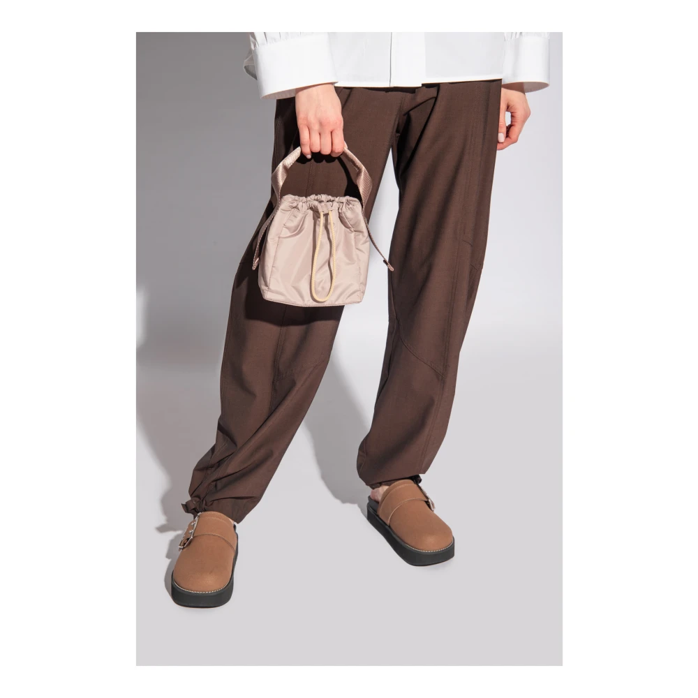 Ganni Handtas met logo Beige Dames