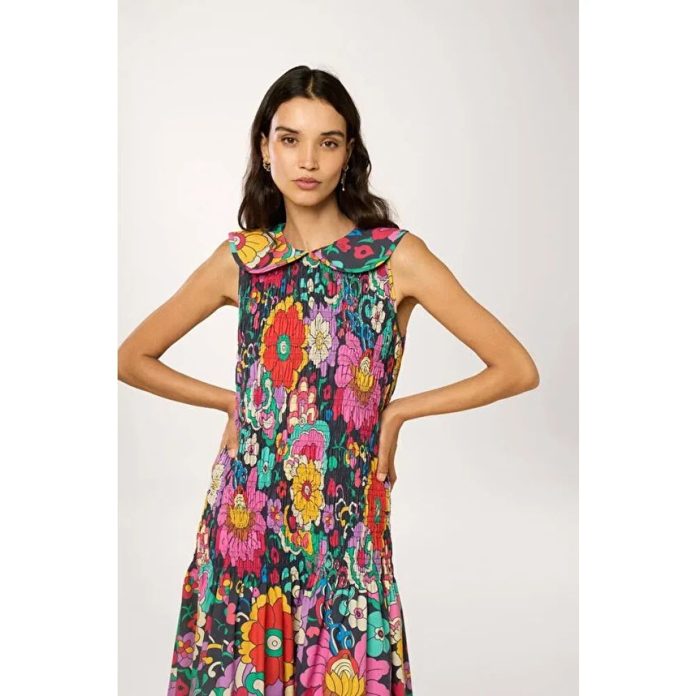 Manoush 70s Bloemen Midi Jurk Multicolor Dames