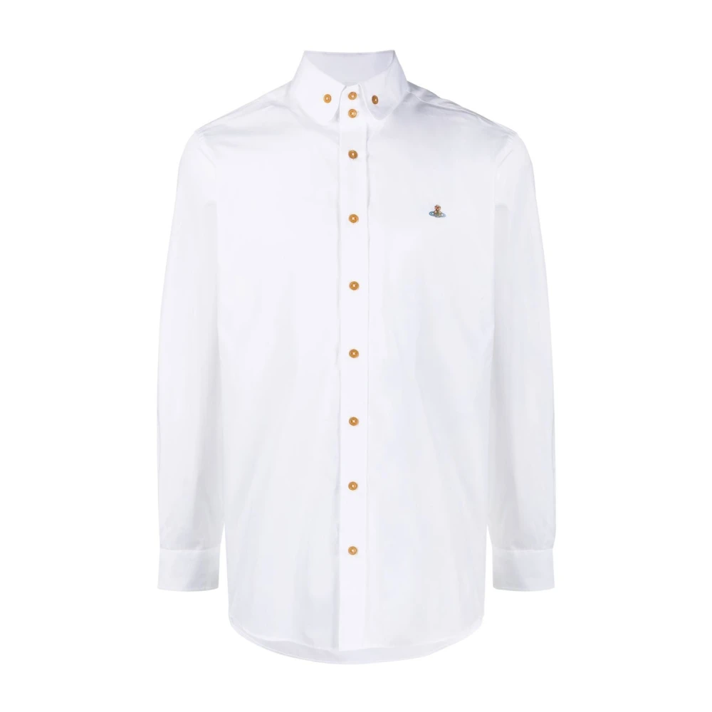 Vivienne Westwood Vit Skjorta med Orb Logo Brodyr White, Herr