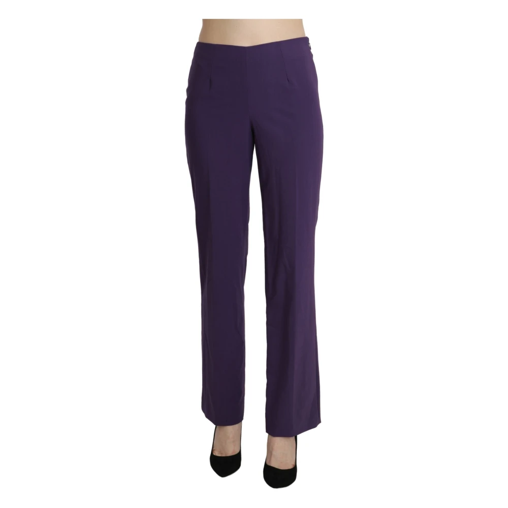 Bencivenga Women's Purple Straight Trousers, S, Straight Dress Trousers
