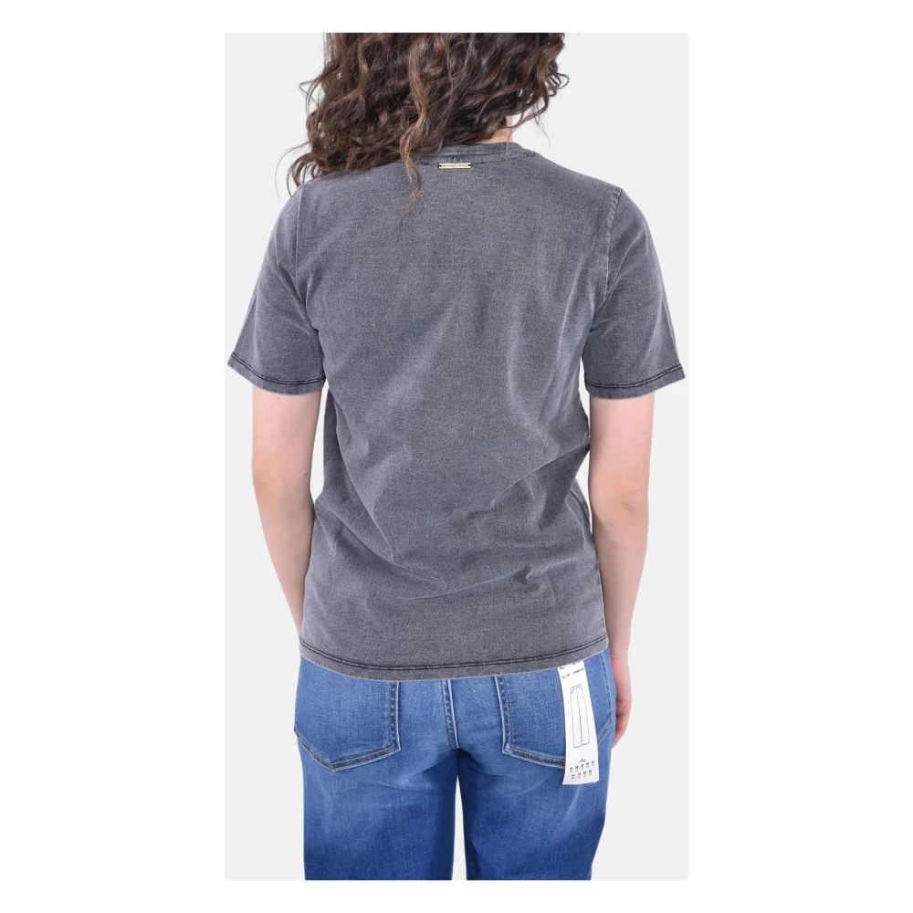 Michael Kors Stijlvolle Crop Empire Tee Gray Dames