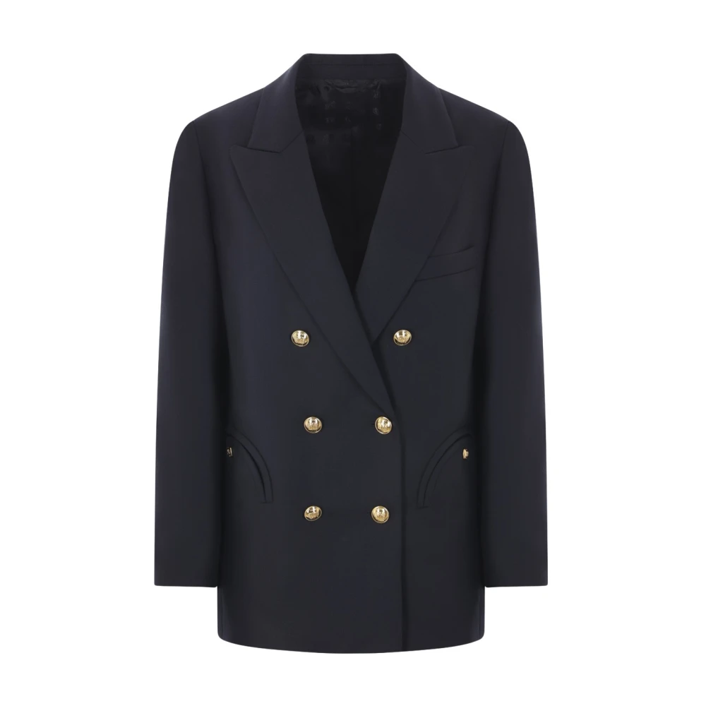 Blazé Milano Navy Blauw Dubbel-Borst Wol Jas Blue Dames