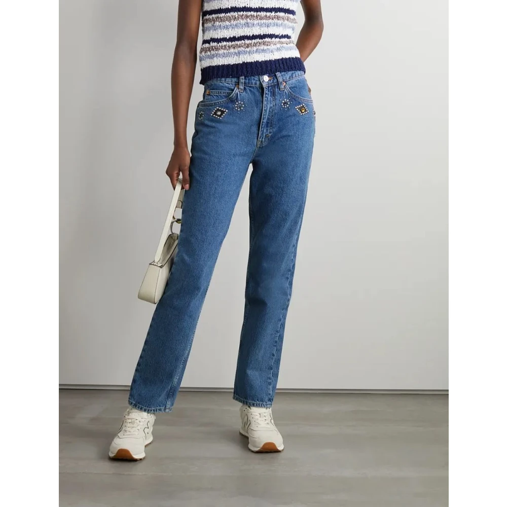 Re Done Jeans Originals 70s Straight Blue Dames
