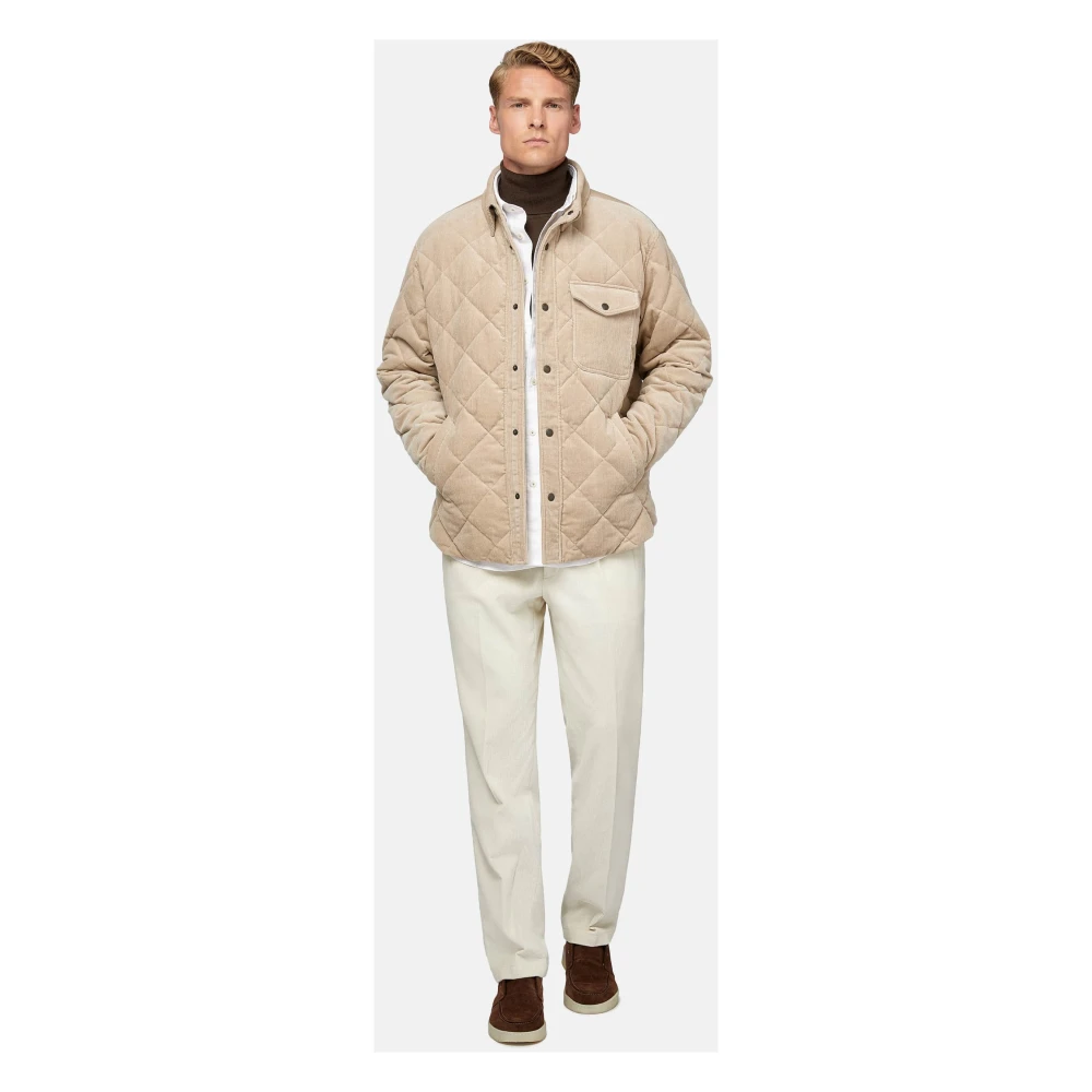 Boggi Milano Gewatteerde bomberjack van katoenen velours Beige Heren