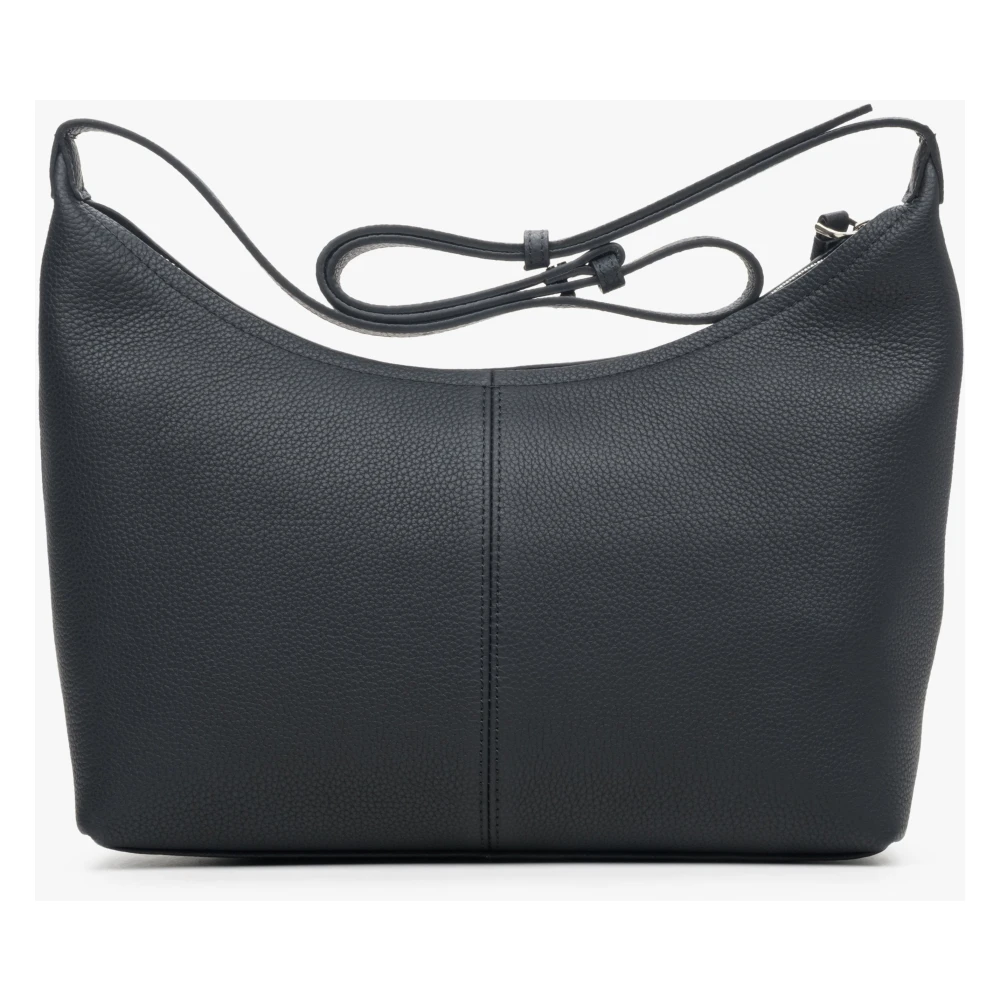 Estro Dames Zwarte Schoudertas gemaakt van Echt Leer Er00113901 Black Dames