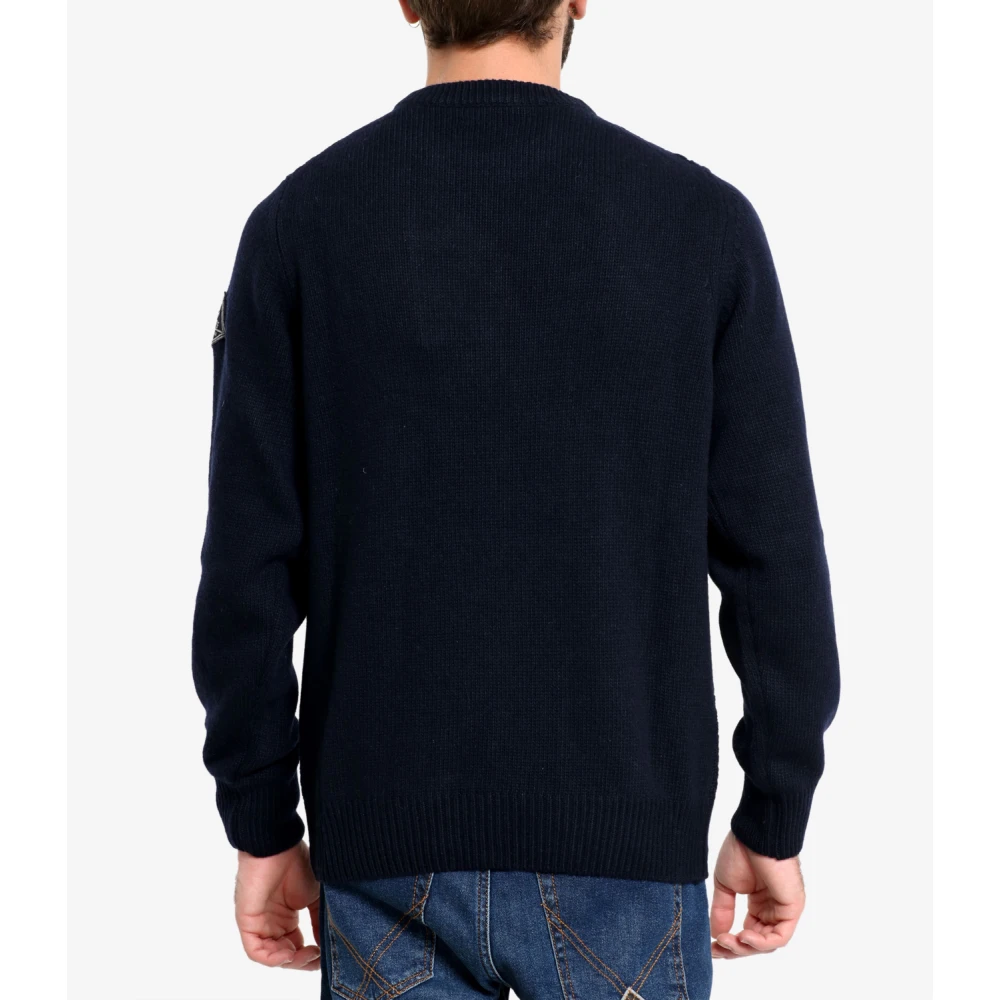 Roy Roger's Blauwe Trui met Gevlochten Breipatroon Blue Heren
