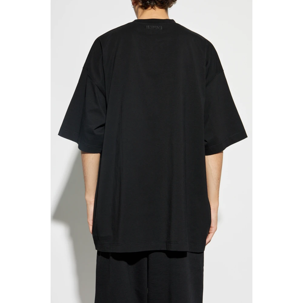 Vetements T-shirt met geborduurd logo Black Heren