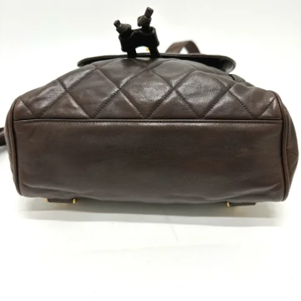 Chanel Vintage Pre-owned Leather backpacks Brown Dames