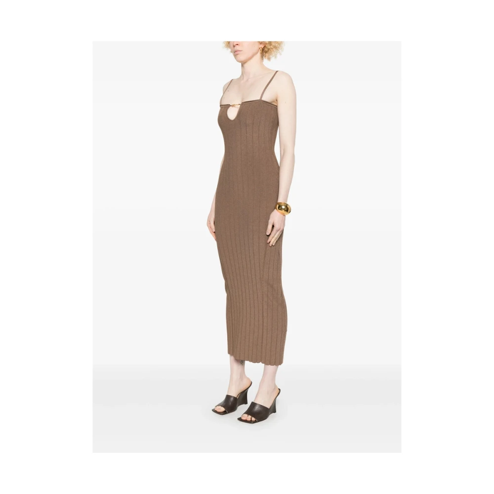 Jacquemus Lichtbruine Spaghettiband Jurk Brown Dames
