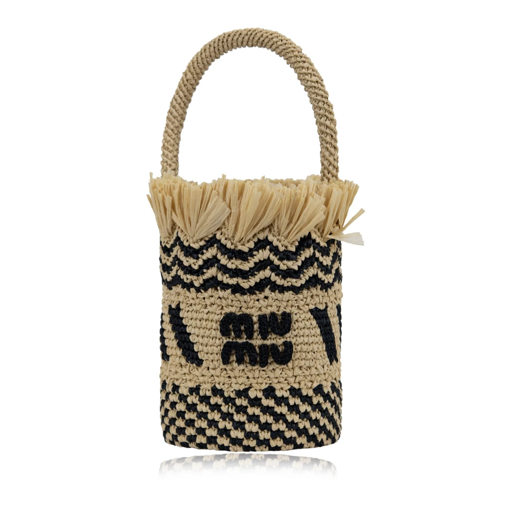 Miu Rotan Bucket Tas Dames Handtas Beige Dames