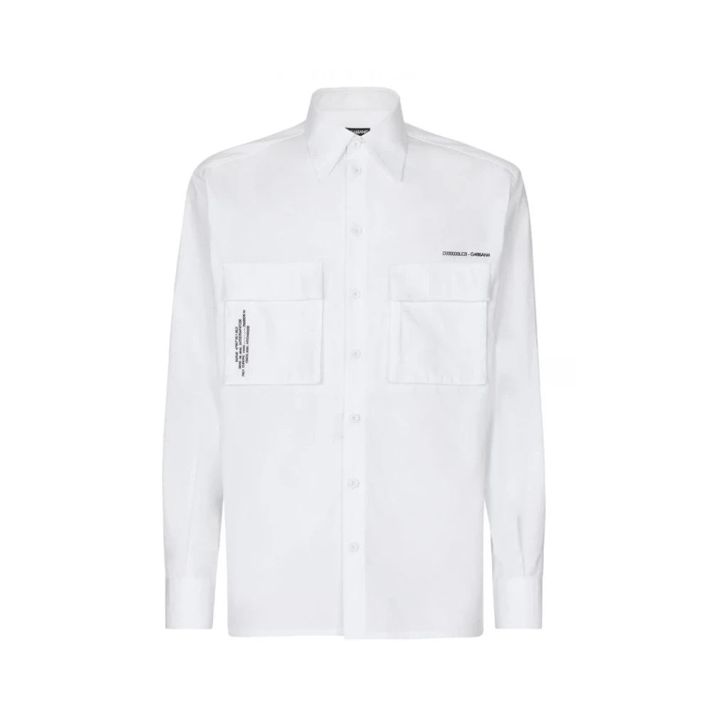 Dolce & Gabbana Logo Print Overhemd met Lange Mouwen White Heren