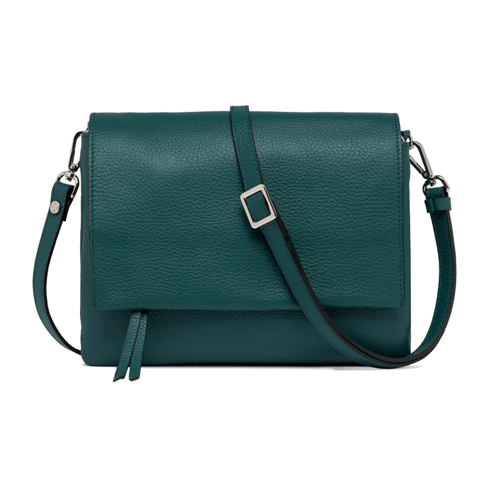 Gianni Chiarini Groene leren schoudertas met twee zakken Green Dames
