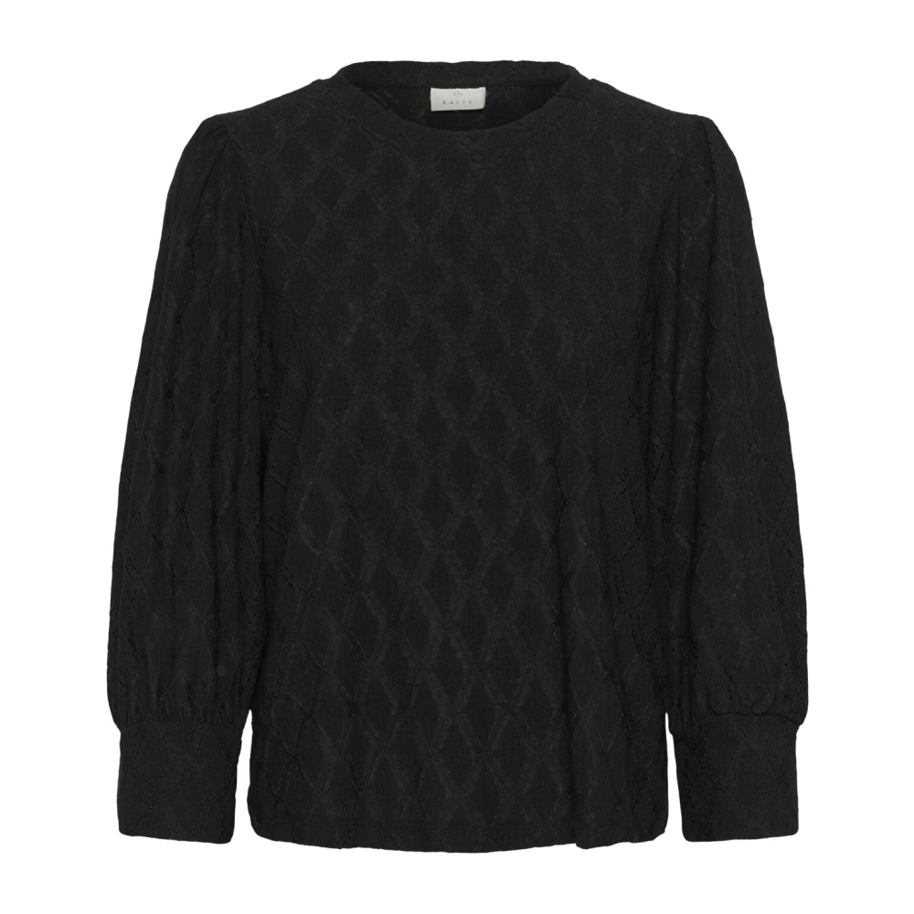 Kaffe Kanten Blouse Zwart Diep Elegant Stijl Black Dames