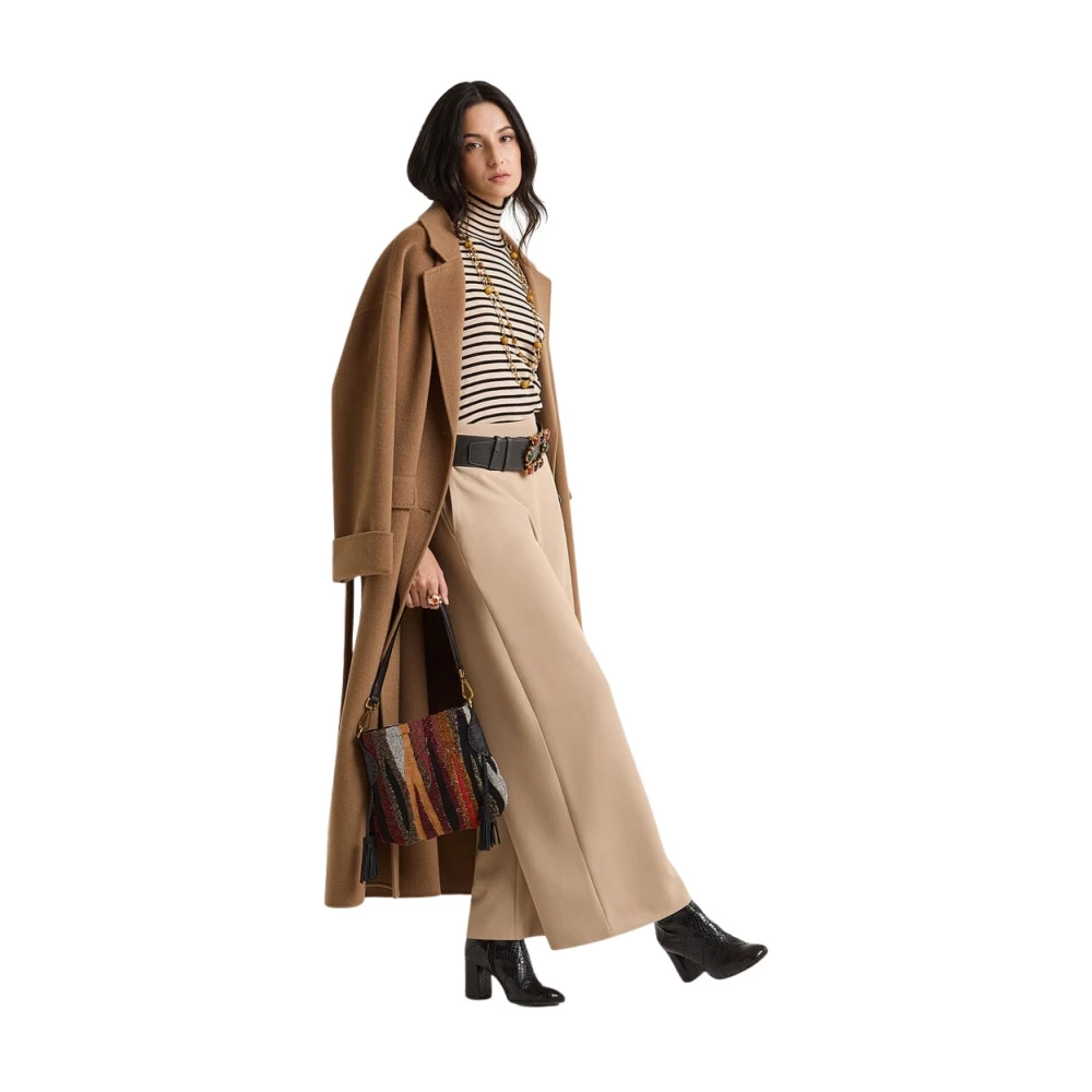 Maliparmi Women's Beige Wide Trousers, Xs, Cady Trousers