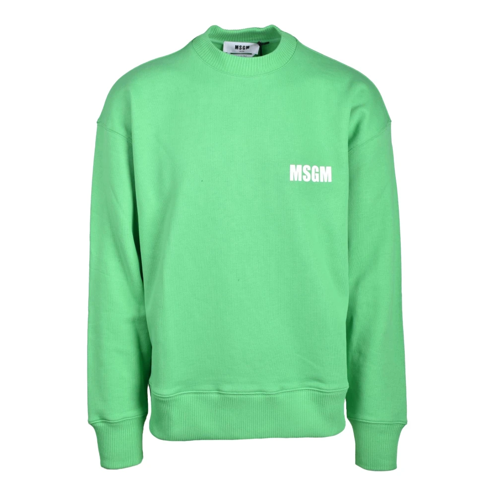 Msgm Katoenen Gebreide Trui Green Heren