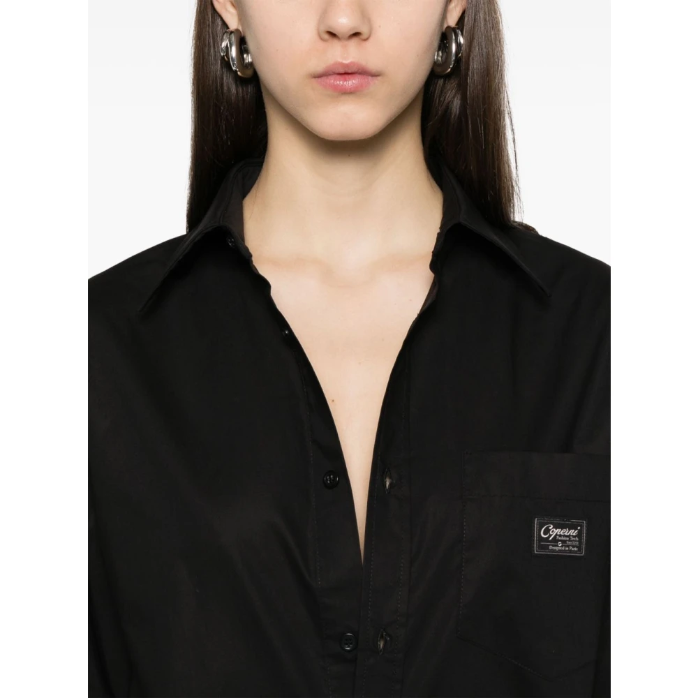 Coperni Zwarte knoopshirt met borstzak Black Dames