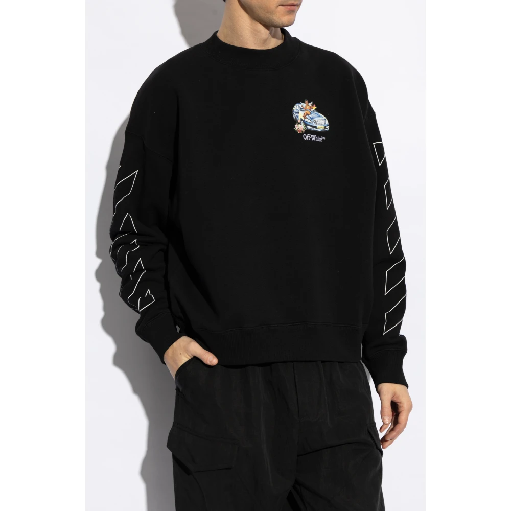Off White Sweatshirt met logo Black Heren