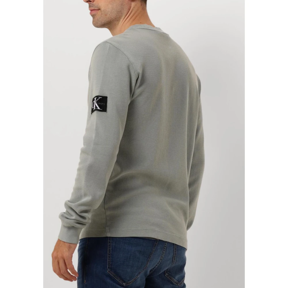 Calvin Klein Groene Wafel Badge Trui Green Heren