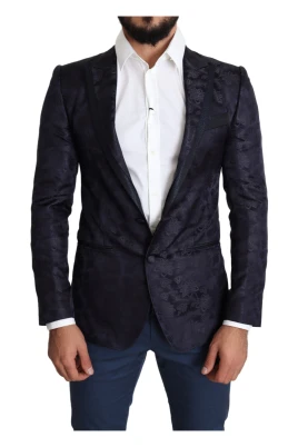 Blå Floral Jacquard Siden MARTINI Blazer
