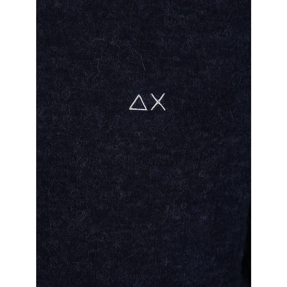 Sun68 Alpaca Solid Ronde Trui Blue Heren